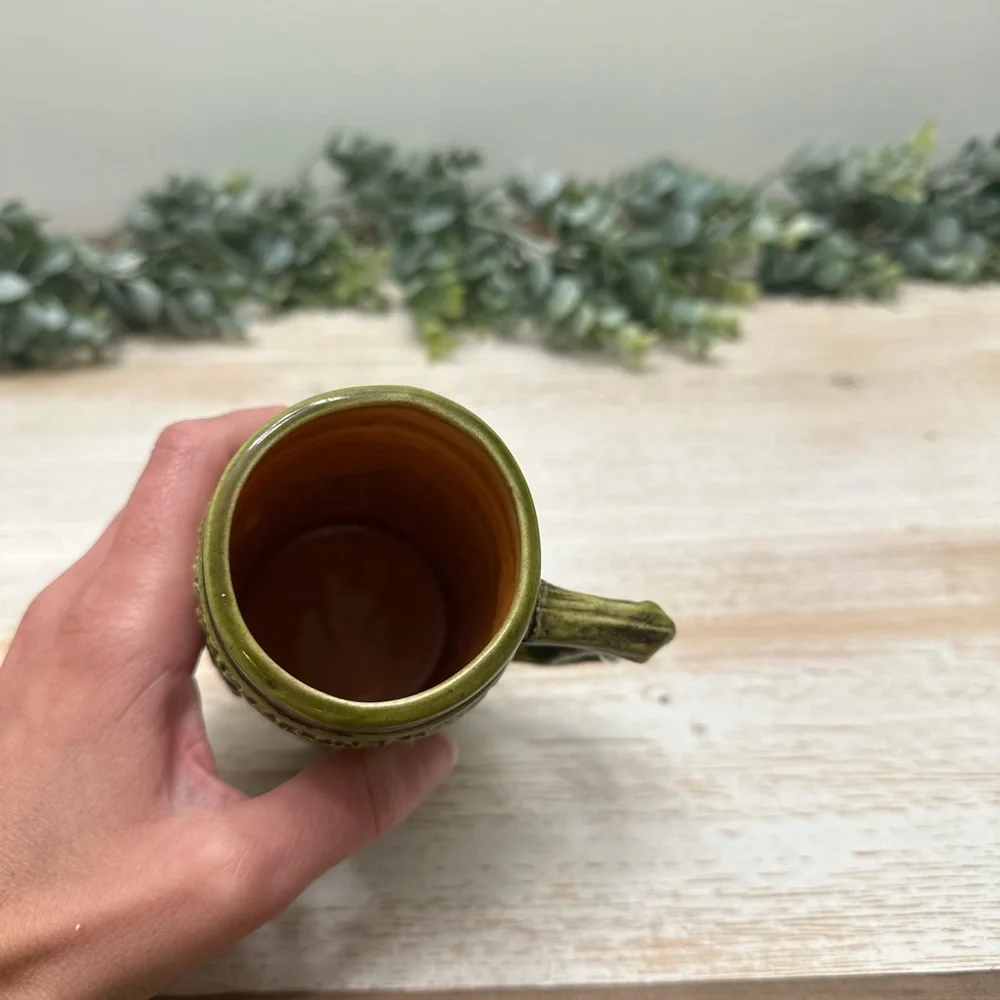 Vintage German Green Ceramic Stein with Embossed Figures - Picture 7 of 7